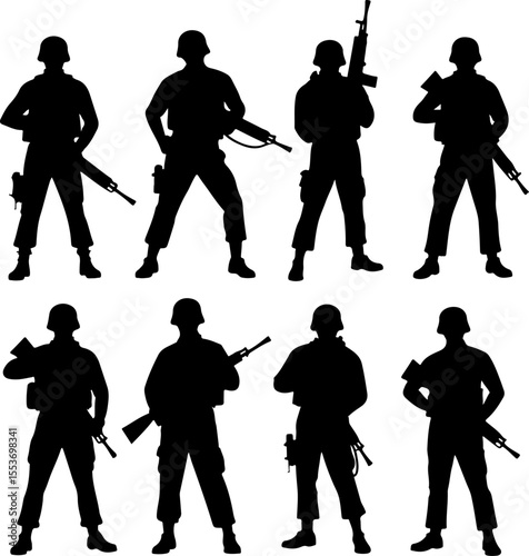 American soldiers military  army, advance Vector Bundle