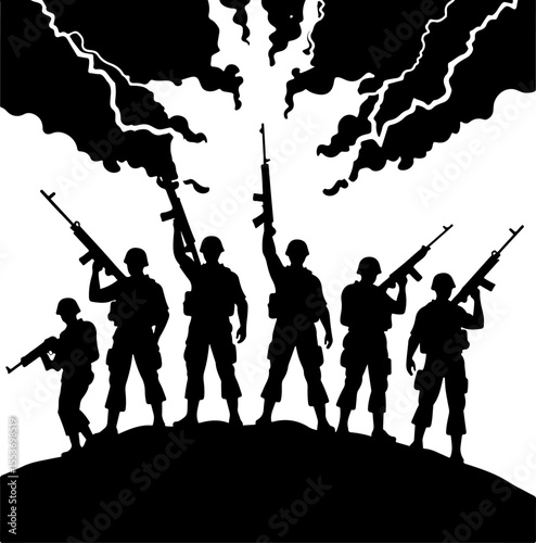 American soldiers military  army, advance Vector Bundle