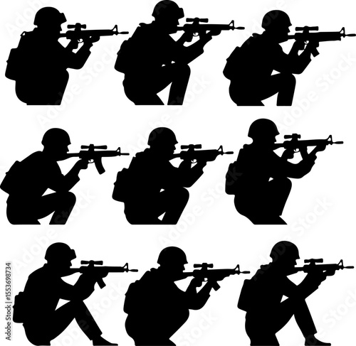American soldiers military  army, advance Vector Bundle