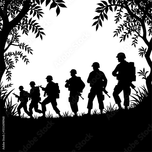 American soldiers military  army, advance Vector Bundle