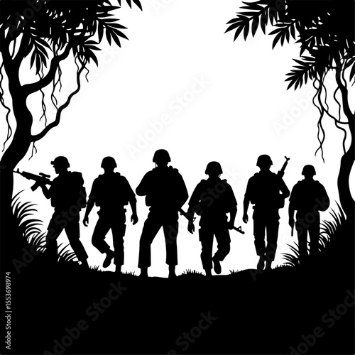 American soldiers military  army, advance Vector Bundle