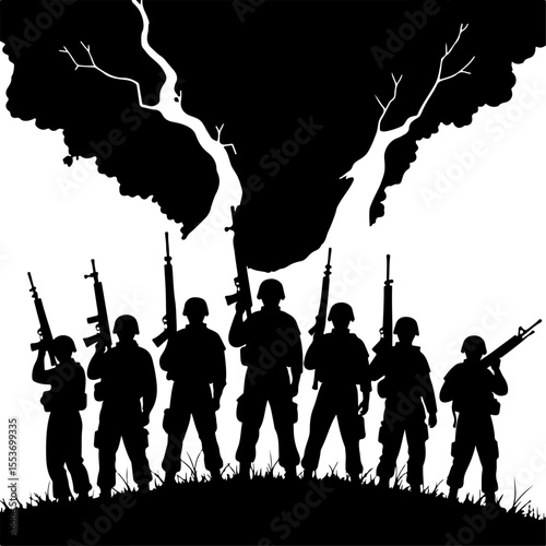 American soldiers military  army, advance Vector Bundle