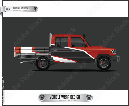 Red and Black Off Road Pickup Truck Design