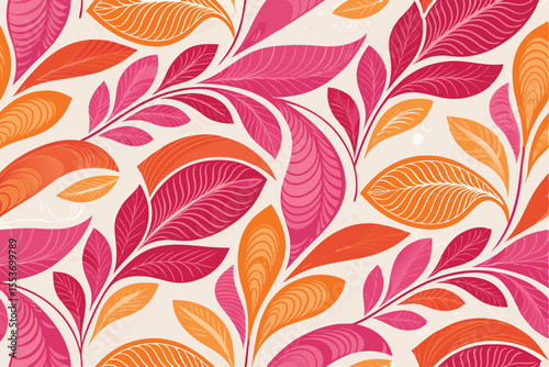 Seamless neon pink and orange abstract pattern with curvy fluid shapes and organic lines — modern colorful background for contemporary design, textiles, wallpapers, and digital art

