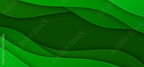 3D abstract ecology background, green paper cut shape. Vector design layout for business presentation, flyer. World Environment day poster. Eco friendly banner, ecosystem concept. Place for text.