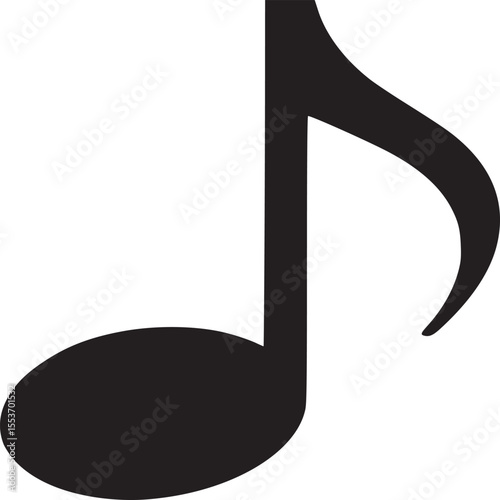Isolated black music note vector illustration for musical notation and sheet music design element on transparent background silhouette