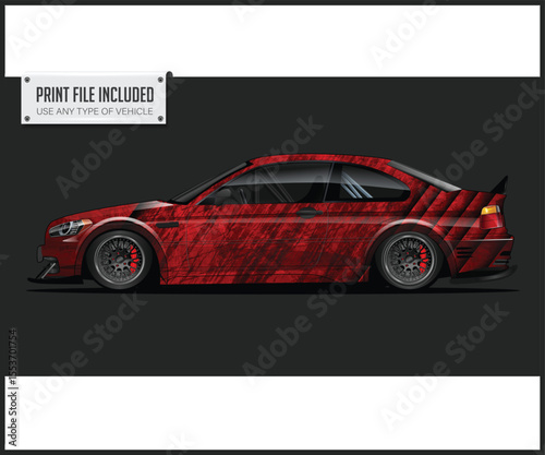 Red and Black Racing Car Design Side view