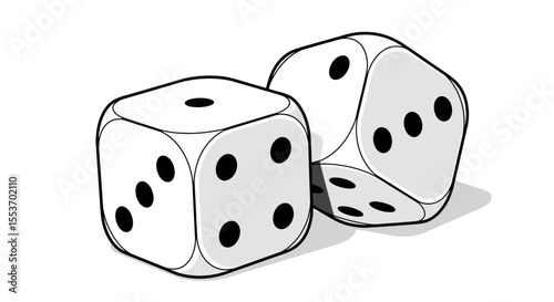 Vector Illustration of Two Dice Showing Different Numbers