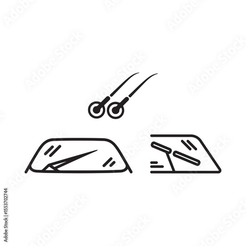 Car Windshield Wiper System Line Art Illustration wipers