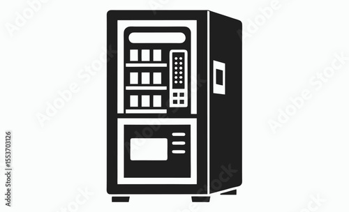 vending machine simple icon, snack dispenser silhouette, automatic retail vector, minimal black design