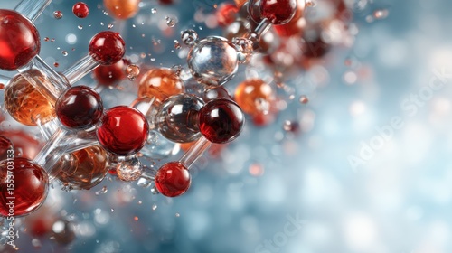 An abstract representation of molecular structures in a dynamic blend of vibrant colors and textures, symbolizing scientific innovation and creativity in design.