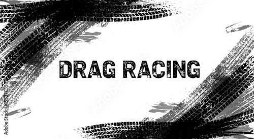 Drag Racing High-Octane Action and Tire Tracks Design Element