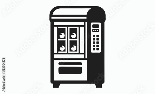 vending machine simple icon, snack dispenser silhouette, automatic retail vector, minimal black design