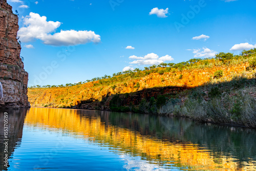 Chamberlain River flowing through Chamberlain Gorge in postcard perfect scene.