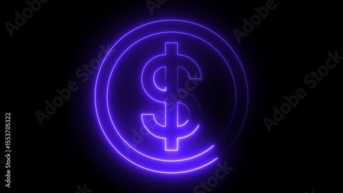 glowing neon light dollar icon 4k 