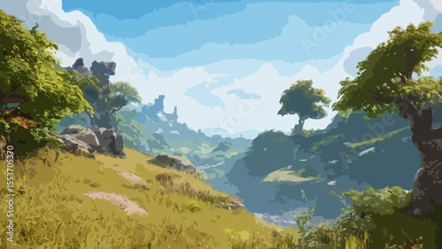 Mountain landscape with blue sky