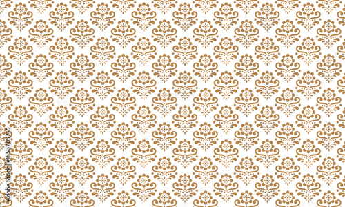 Vector damask seamless pattern background. Classical luxury old fashioned damask ornament, royal victorian seamless texture for wallpapers, textile, wrapping. Exquisite floral baroque template.