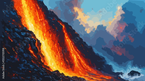 Flowing magma