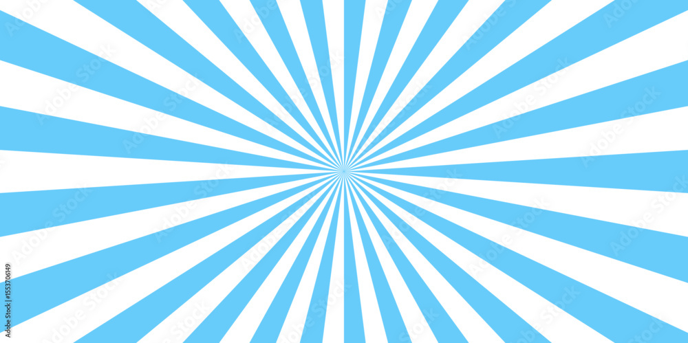 Fototapeta premium Sun ray vector background radial sunrise or sunset light retro design. Horizontal, universal for website, text, marketplaces, products, business. Abstract contrast radial burst pattern twisted rays.