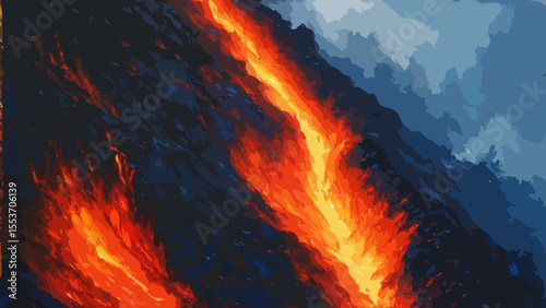 Flowing magma