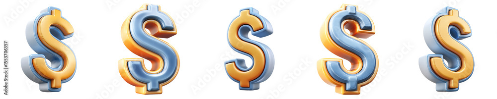 Naklejka premium PNG dollar sign, element set on transparent background