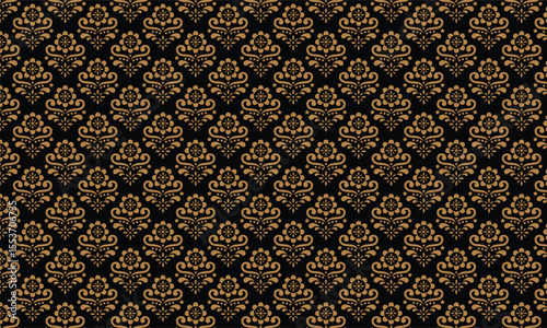 Vector damask seamless pattern background. Classical luxury old fashioned damask ornament, royal victorian seamless texture for wallpapers, textile, wrapping. Exquisite floral baroque template.