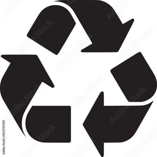 Recycle symbol icon vector illustration for sustainable environment and eco friendly lifestyle design on transparent background silhouette
