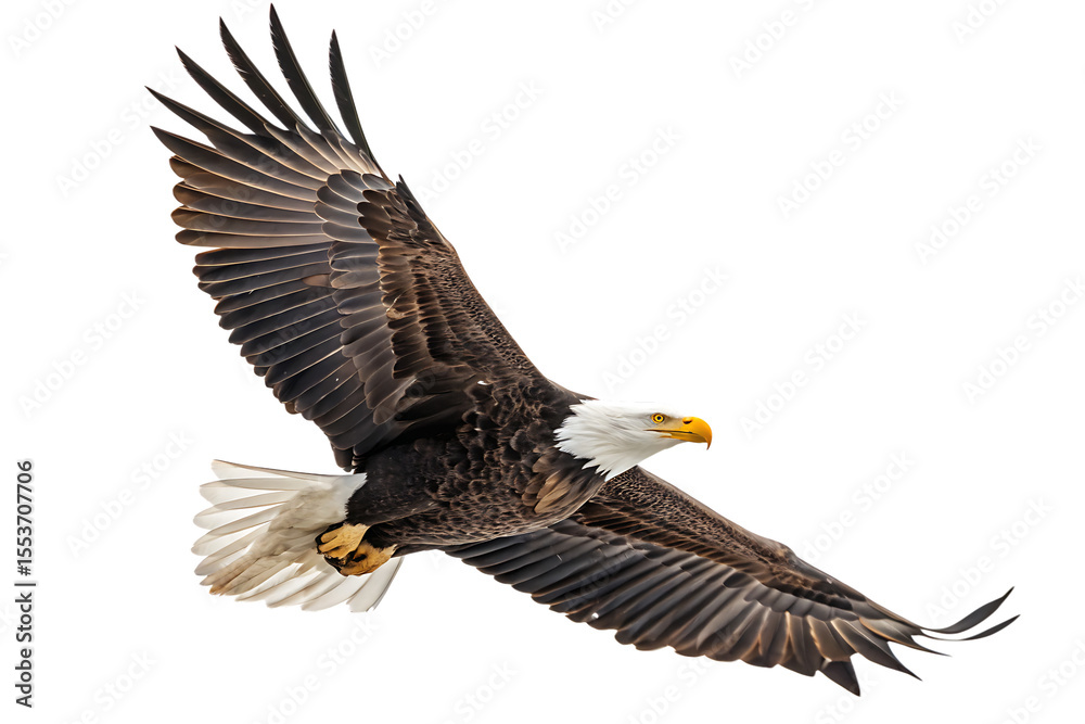 Obraz premium Majestic bald eagle with spread wings soaring against a black background A I G E N E R A T E D - P N G isolated on a transparent background 1
