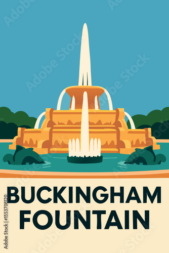 Buckingham Fountain at Sunset.eps