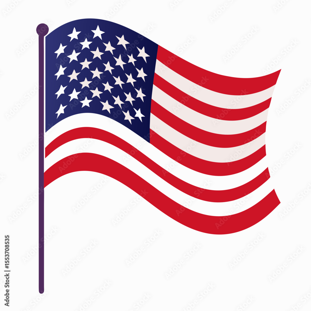 Fototapeta premium Waving american flag on a pole