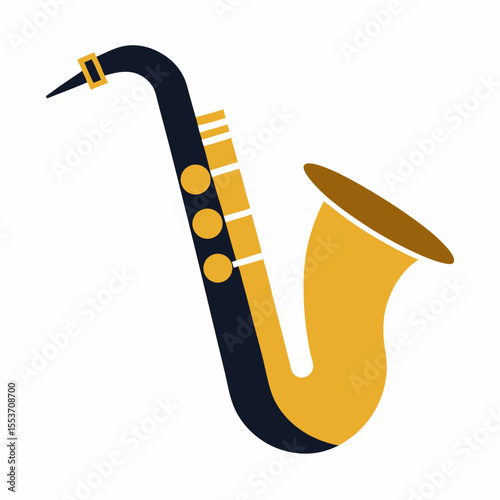 Simple saxophone illustration gold and black