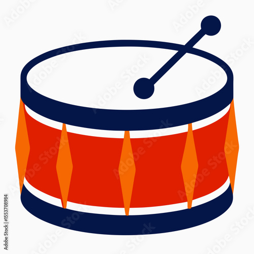 Simple illustration of a red and blue drum