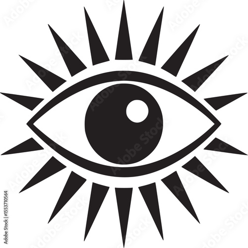 Eye of providence symbol vector illustration for graphic design and tattoo artwork concept idea on transparent background silhouette