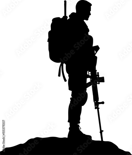soldiers, military, army Silhouette of Soldiers on a Hill verctor bundle
