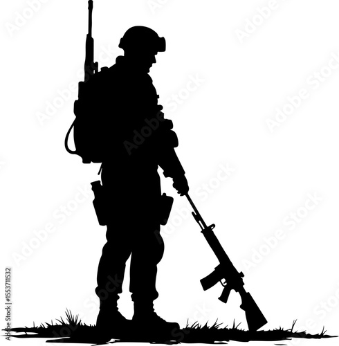 soldiers, military, army Silhouette of Soldiers on a Hill verctor bundle