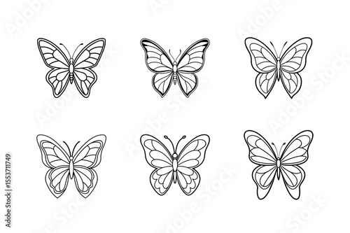 set of vector butterflies