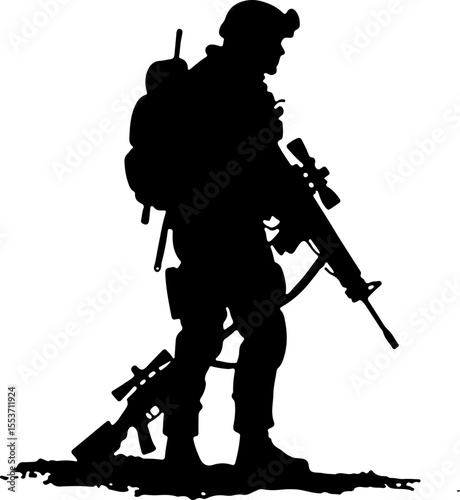 soldiers, military, army Silhouette of Soldiers on a Hill verctor bundle