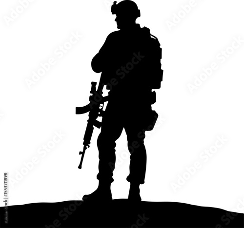soldiers, military, army Silhouette of Soldiers on a Hill verctor bundle