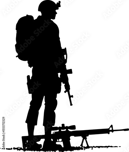 soldiers, military, army Silhouette of Soldiers on a Hill verctor bundle