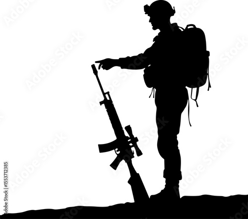 soldiers, military, army Silhouette of Soldiers on a Hill verctor bundle