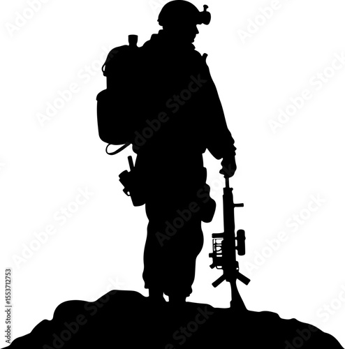 soldiers, military, army Silhouette of Soldiers on a Hill verctor bundle