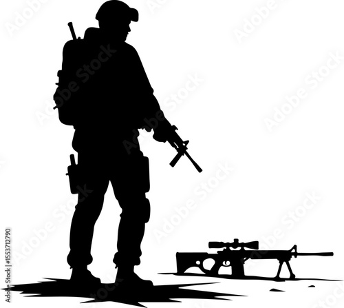 soldiers, military, army Silhouette of Soldiers on a Hill verctor bundle
