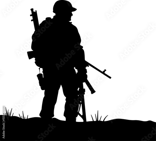 soldiers, military, army Silhouette of Soldiers on a Hill verctor bundle
