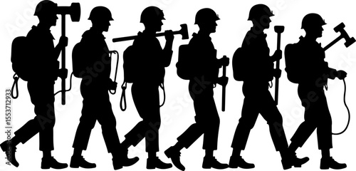 soldiers, military, army Silhouette of Soldiers on a Hill verctor bundle