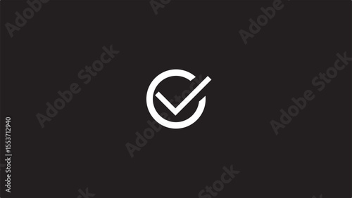 Checkmark Icon and Logo template, approve, certify, confirm, corroborate, endorse, justify, legalize, legitimize, substantiate, verify marker on white background.