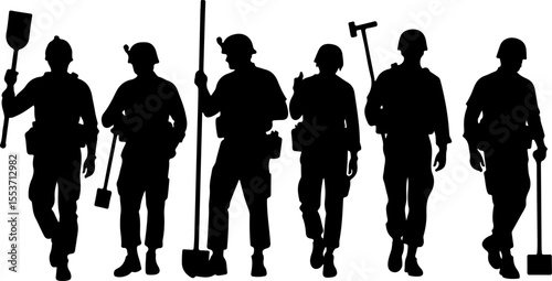 soldiers, military, army Silhouette of Soldiers on a Hill verctor bundle