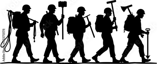 soldiers, military, army Silhouette of Soldiers on a Hill verctor bundle