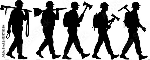 soldiers, military, army Silhouette of Soldiers on a Hill verctor bundle