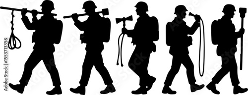 soldiers, military, army Silhouette of Soldiers on a Hill verctor bundle