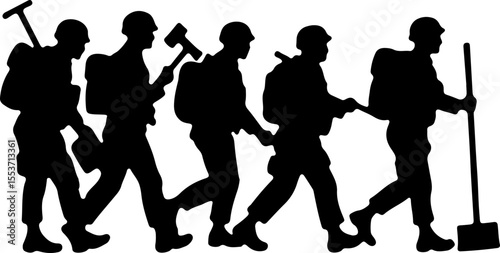 soldiers, military, army Silhouette of Soldiers on a Hill verctor bundle